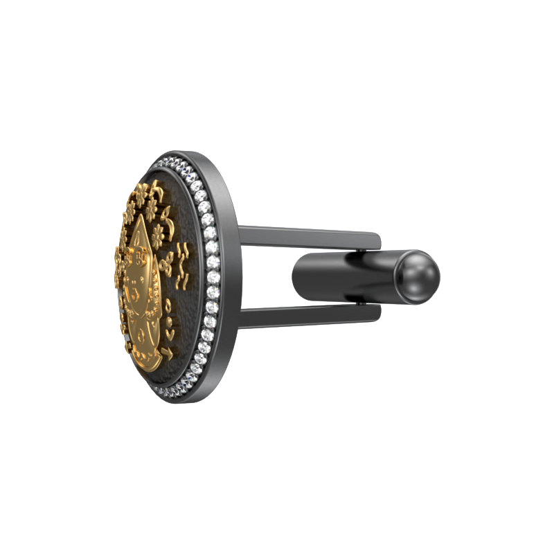 Virgo Zodiac Luxe, Constellation Cufflink Set with CZ Diamonds, 18kt Gold & Black Ruthenium Plating on Brass.