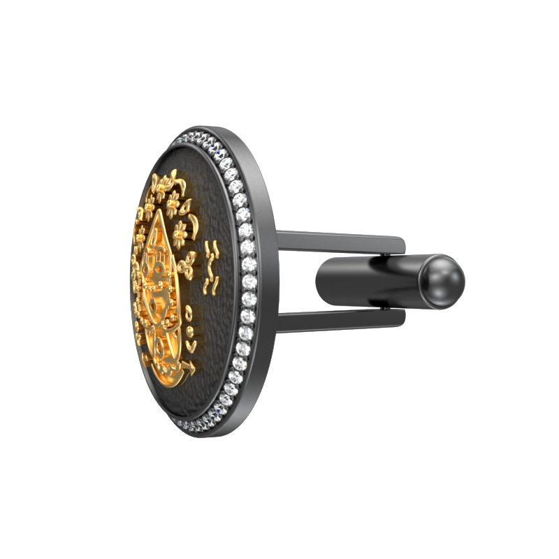 Virgo Zodiac Luxe, Constellation Cufflink Set with CZ Diamonds, 18kt Gold & Black Ruthenium Plating on Brass.