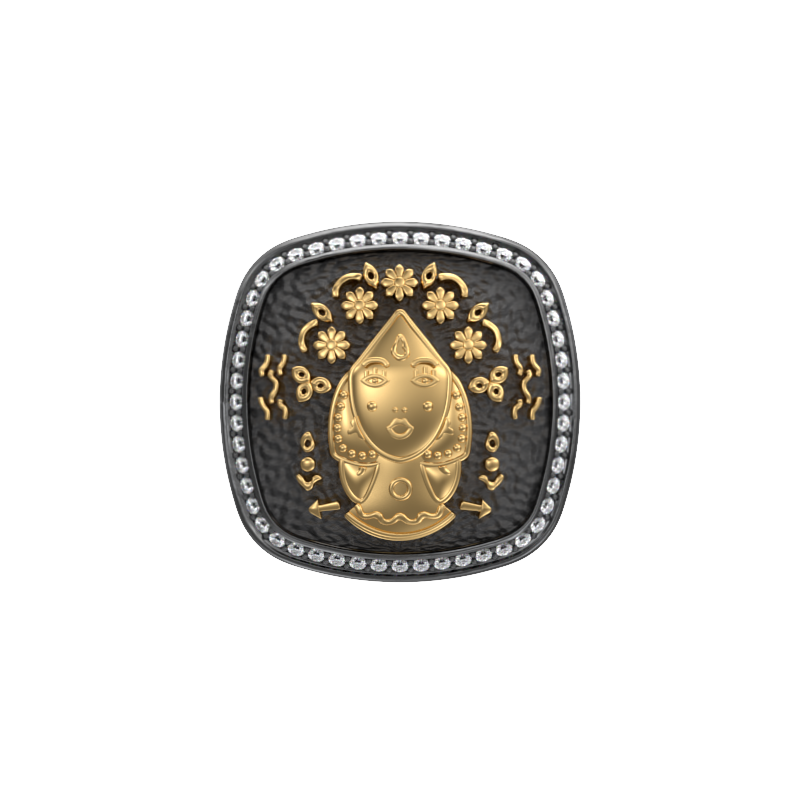 Virgo Zodiac Luxe, Constellation Cufflink Set with CZ Diamonds, 18kt Gold & Black Ruthenium Plating on Brass.