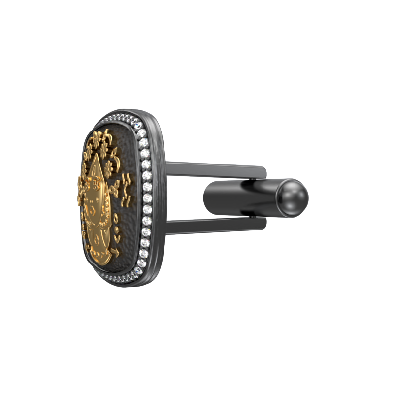 Virgo Zodiac Luxe, Constellation Cufflink Set with CZ Diamonds, 18kt Gold & Black Ruthenium Plating on Brass.