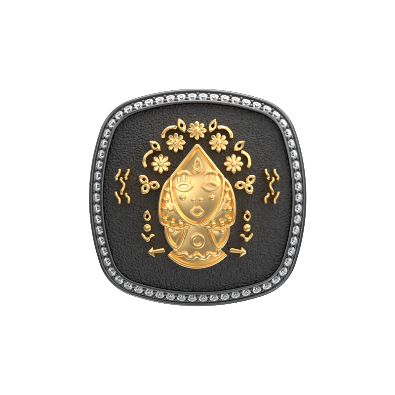 Virgo Zodiac Luxe, Constellation Cufflink Set with CZ Diamonds, 18kt Gold & Black Ruthenium Plating on Brass.