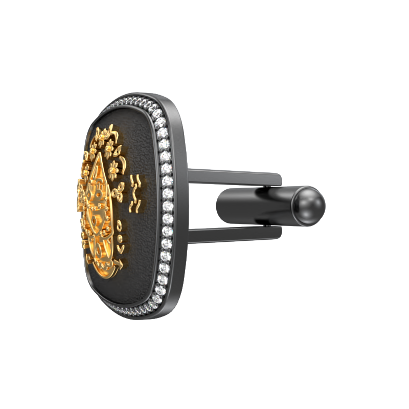 Virgo Zodiac Luxe, Constellation Cufflink Set with CZ Diamonds, 18kt Gold & Black Ruthenium Plating on Brass.