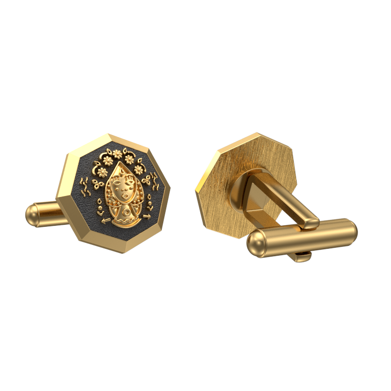 Virgo Zodiac , Constellation Cufflink Set with 18kt Gold & Black Ruthenium Plating on Brass.