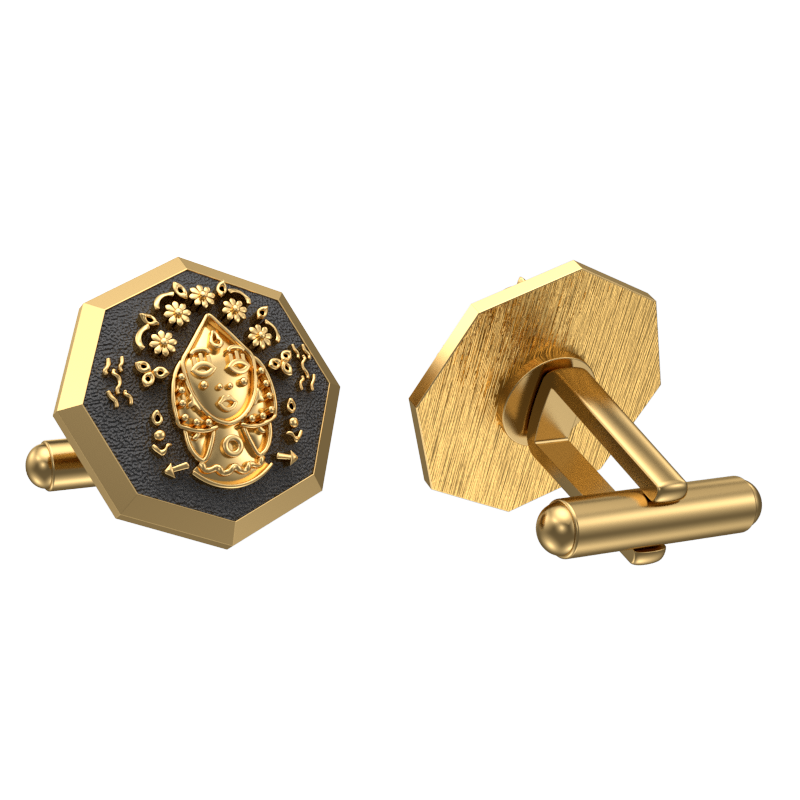 Virgo Zodiac , Constellation Cufflink Set with 18kt Gold & Black Ruthenium Plating on Brass.