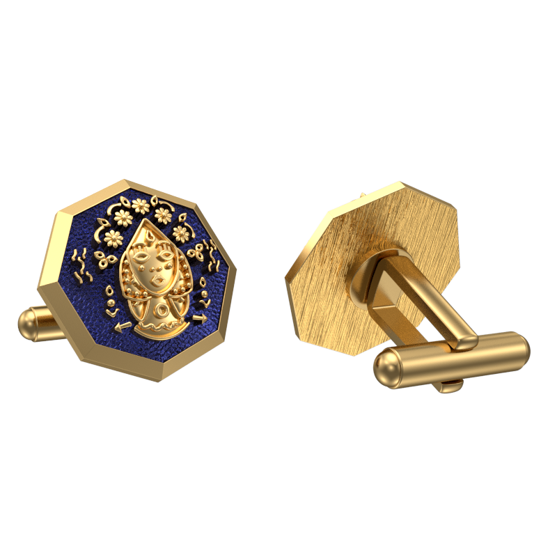 Virgo Zodiac , Constellation Cufflink Set with 18kt Gold & Black Ruthenium Plating on Brass.
