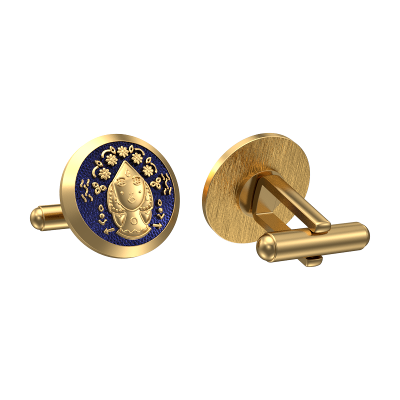 Virgo Zodiac , Constellation Cufflink Set with 18kt Gold & Black Ruthenium Plating on Brass.