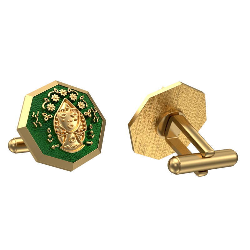 Virgo Zodiac , Constellation Cufflink Set with 18kt Gold & Black Ruthenium Plating on Brass.