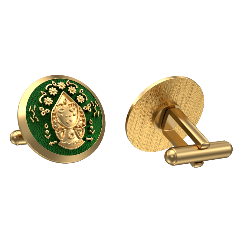 Virgo Zodiac , Constellation Cufflink Set with 18kt Gold & Black Ruthenium Plating on Brass.
