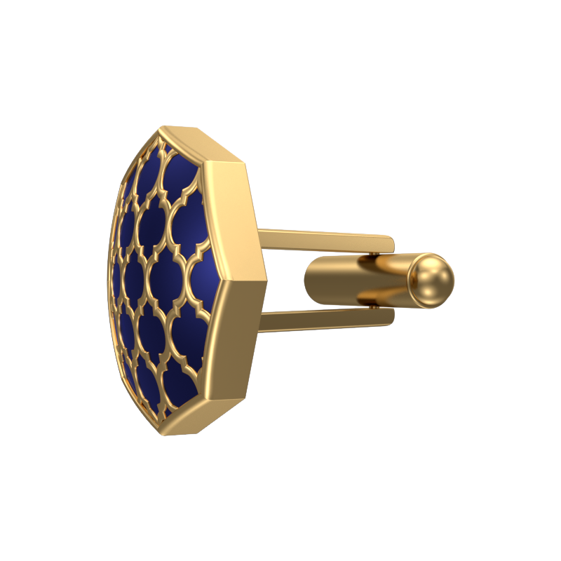 Ornate, Classic Cufflink Set with 18kt Gold Plating and Enamel on Brass.