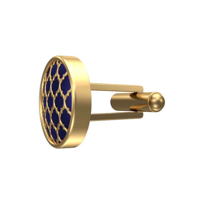 Ornate, Classic Cufflink Set with 18kt Gold Plating and Enamel on Brass.