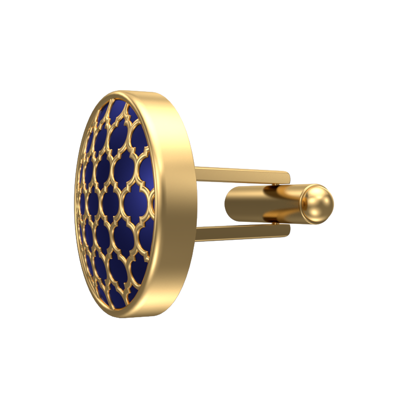 Ornate, Classic Cufflink Set with 18kt Gold Plating and Enamel on Brass.