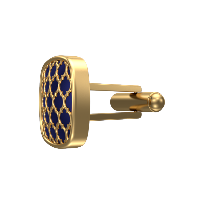 Ornate, Classic Cufflink Set with 18kt Gold Plating and Enamel on Brass.