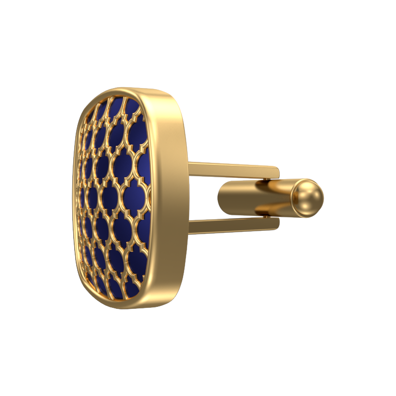 Ornate, Classic Cufflink Set with 18kt Gold Plating and Enamel on Brass.