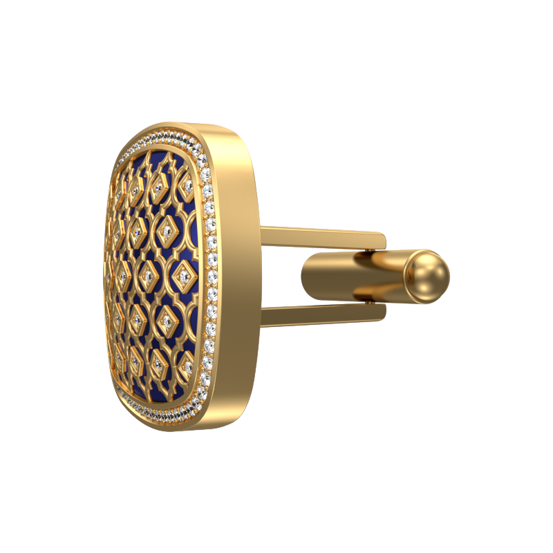 Ornate Luxe, Classic Cufflink Set with CZ Diamonds, 18kt Gold Plating and Enamel on Brass.