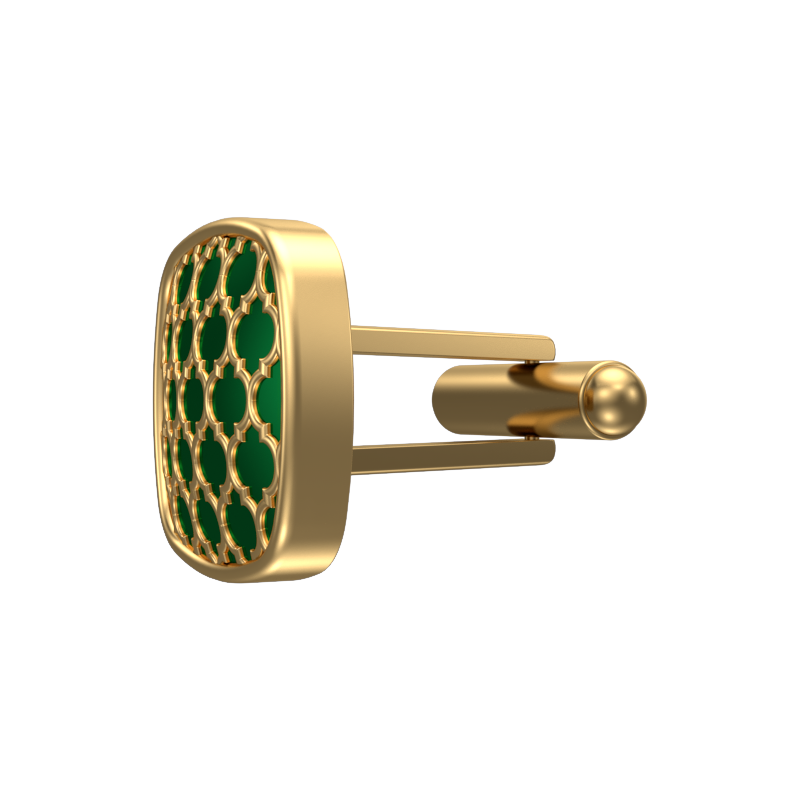 Ornate, Classic Cufflink Set with 18kt Gold Plating and Enamel on Brass.