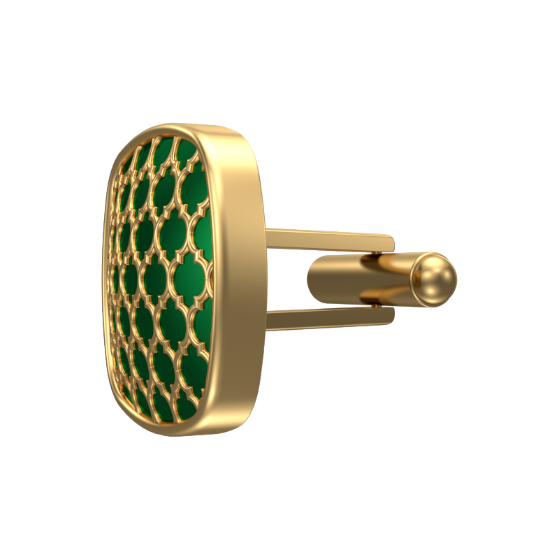Ornate, Classic Cufflink Set with 18kt Gold Plating and Enamel on Brass.