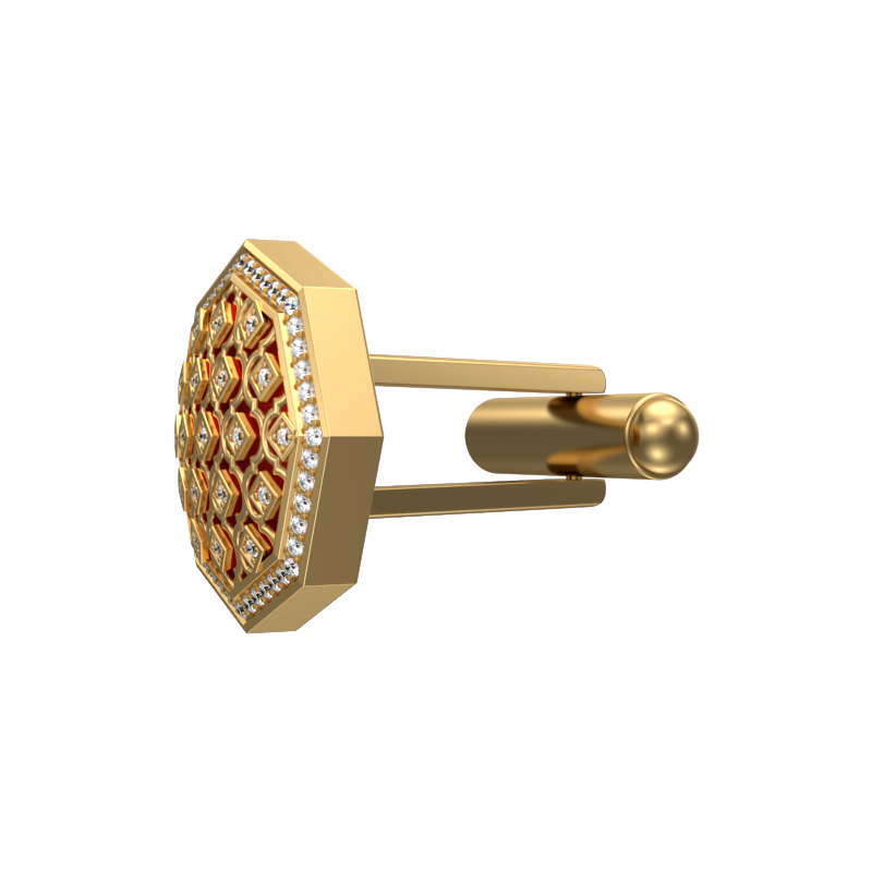 Ornate Luxe, Classic Cufflink Set with CZ Diamonds, 18kt Gold Plating and Enamel on Brass.