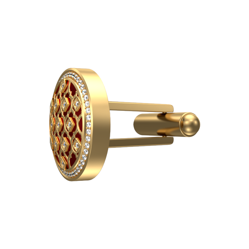 Ornate Luxe, Classic Cufflink Set with CZ Diamonds, 18kt Gold Plating and Enamel on Brass.