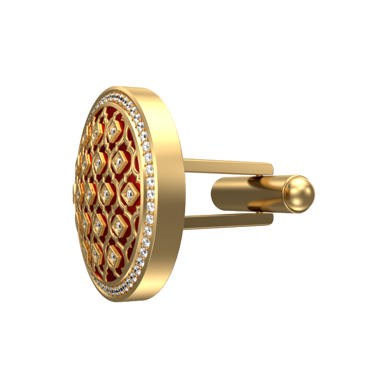 Ornate Luxe, Classic Cufflink Set with CZ Diamonds, 18kt Gold Plating and Enamel on Brass.
