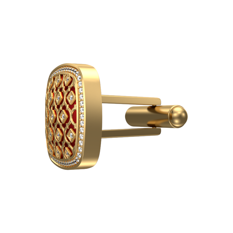 Ornate Luxe, Classic Cufflink Set with CZ Diamonds, 18kt Gold Plating and Enamel on Brass.