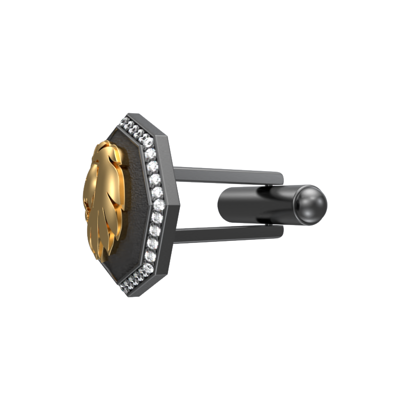 Leo Zodiac Luxe, Constellation Cufflink Set with CZ Diamonds, 18kt Gold & Black Ruthenium Plating on Brass.