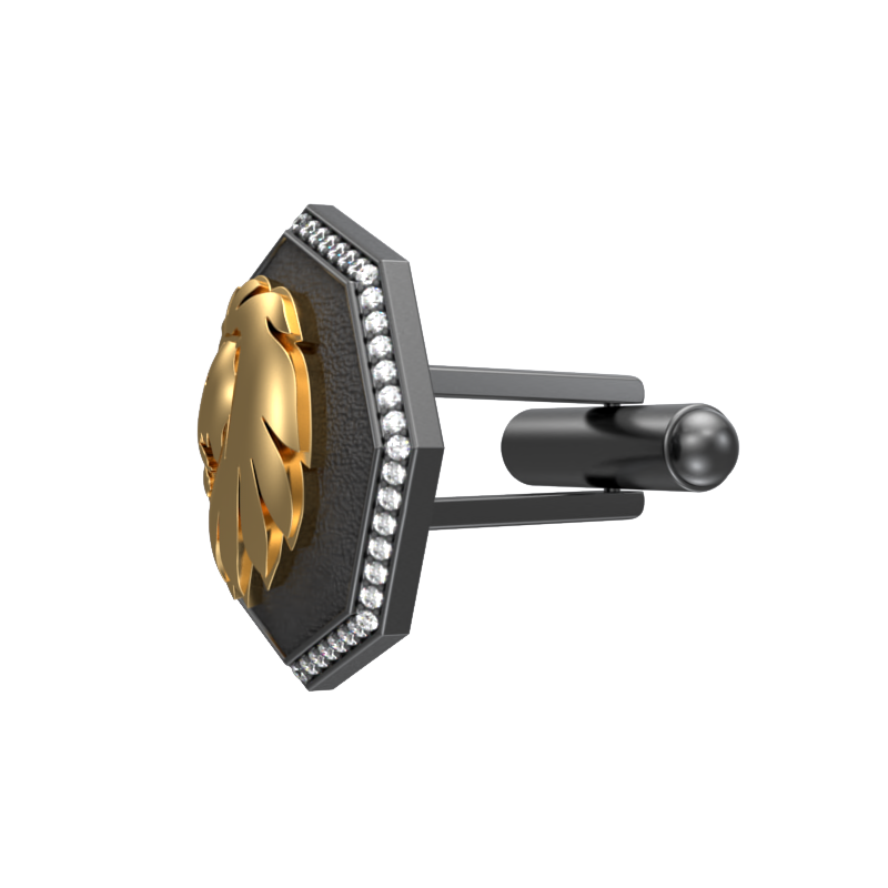 Leo Zodiac Luxe, Constellation Cufflink Set with CZ Diamonds, 18kt Gold & Black Ruthenium Plating on Brass.