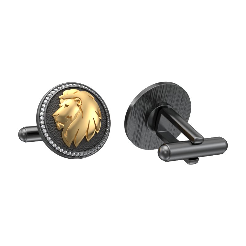 Leo Zodiac Luxe, Constellation Cufflink Set with CZ Diamonds, 18kt Gold & Black Ruthenium Plating on Brass.