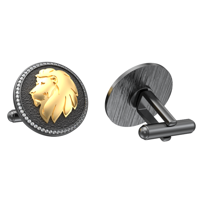 Leo Zodiac Luxe, Constellation Cufflink Set with CZ Diamonds, 18kt Gold & Black Ruthenium Plating on Brass.