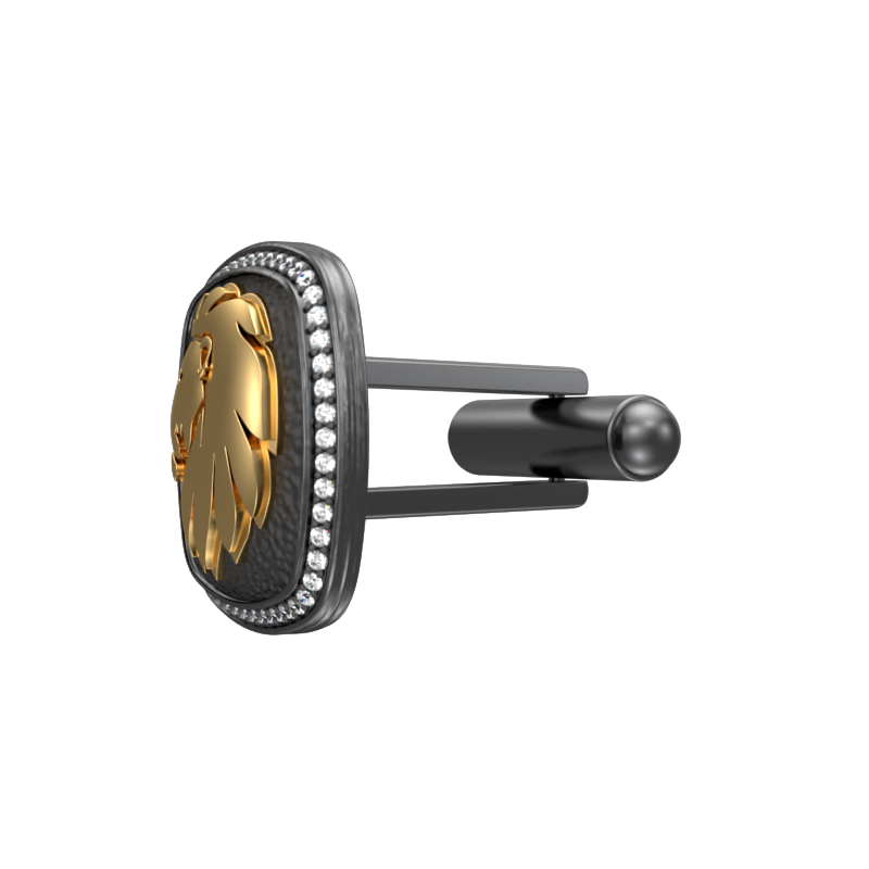 Leo Zodiac Luxe, Constellation Cufflink Set with CZ Diamonds, 18kt Gold & Black Ruthenium Plating on Brass.
