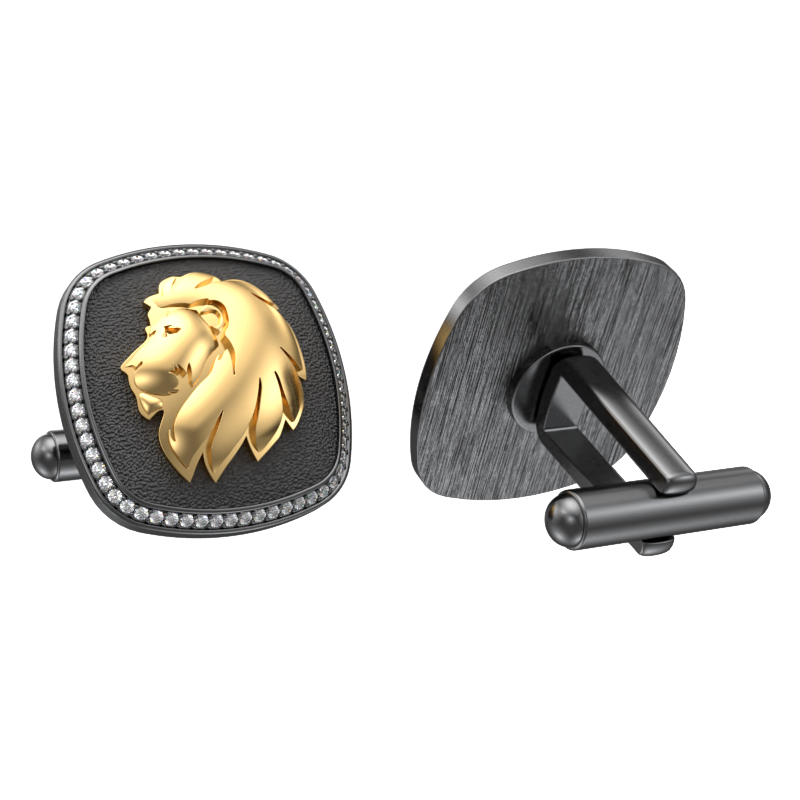 Leo Zodiac Luxe, Constellation Cufflink Set with CZ Diamonds, 18kt Gold & Black Ruthenium Plating on Brass.