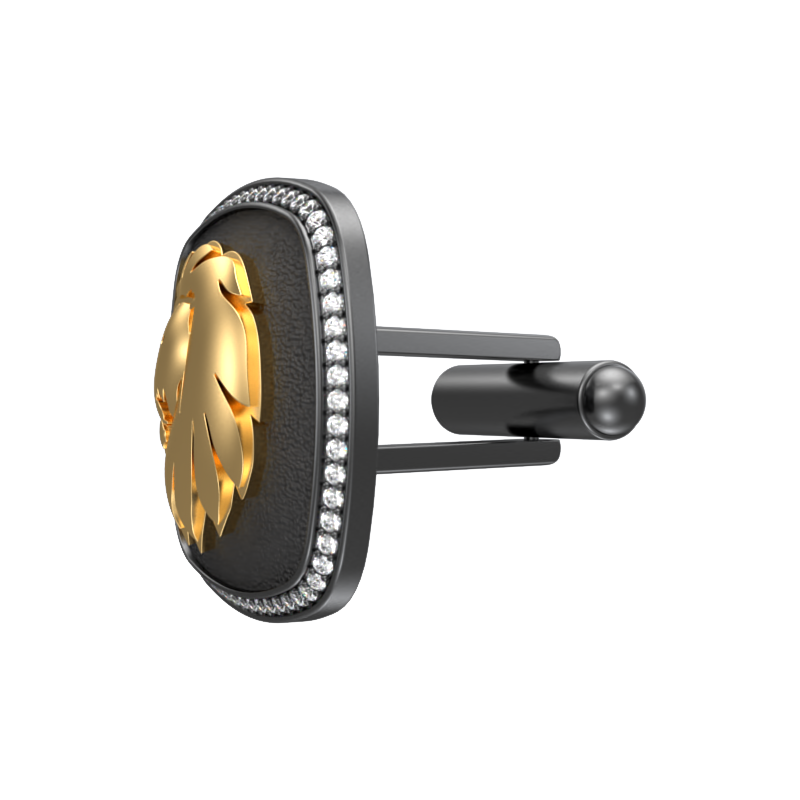 Leo Zodiac Luxe, Constellation Cufflink Set with CZ Diamonds, 18kt Gold & Black Ruthenium Plating on Brass.