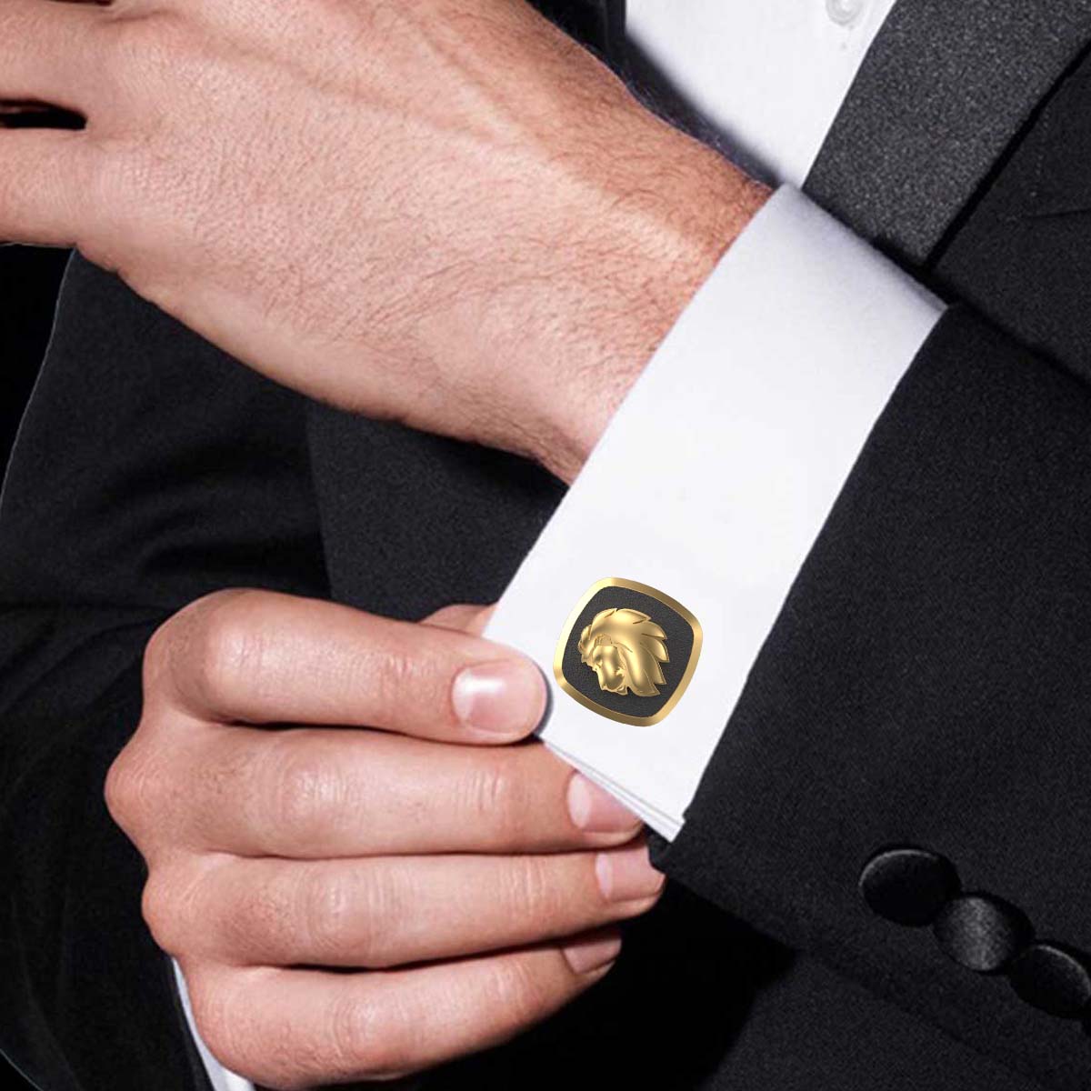 Leo Zodiac , Constellation Cufflink Set with 18kt Gold & Black Ruthenium Plating on Brass.