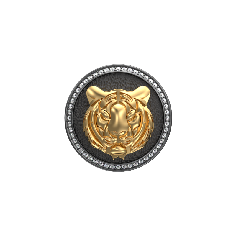 Tiger Luxe, Wild Cufflink Set with CZ Diamonds, 18kt Gold & Black Ruthenium Plating on Brass.
