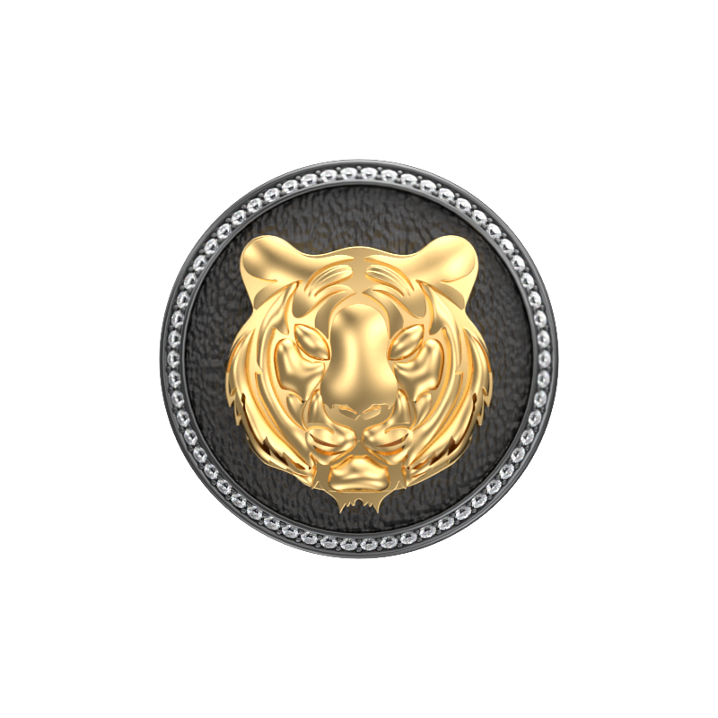 Tiger Luxe, Wild Cufflink Set with CZ Diamonds, 18kt Gold & Black Ruthenium Plating on Brass.