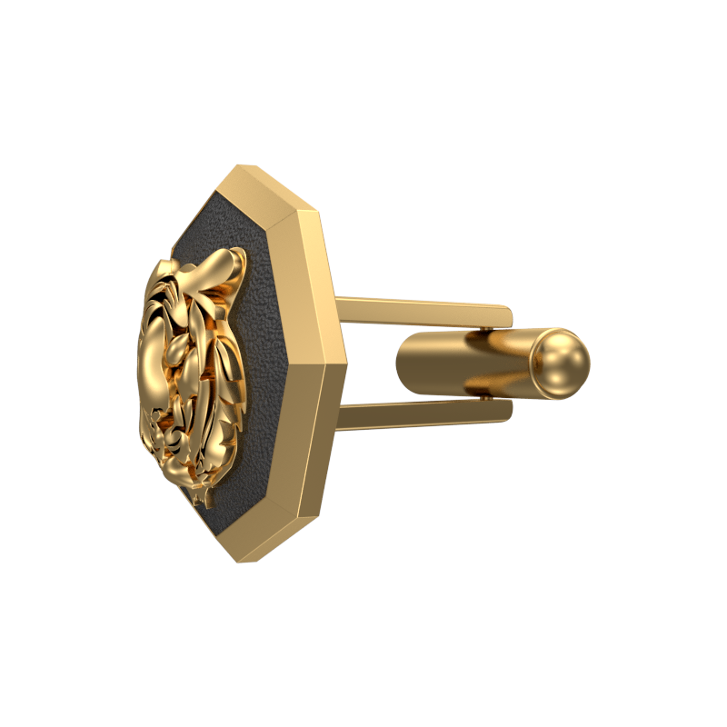 Tiger, Wild Cufflink Set with 18kt Gold & Black Ruthenium Plating on Brass.