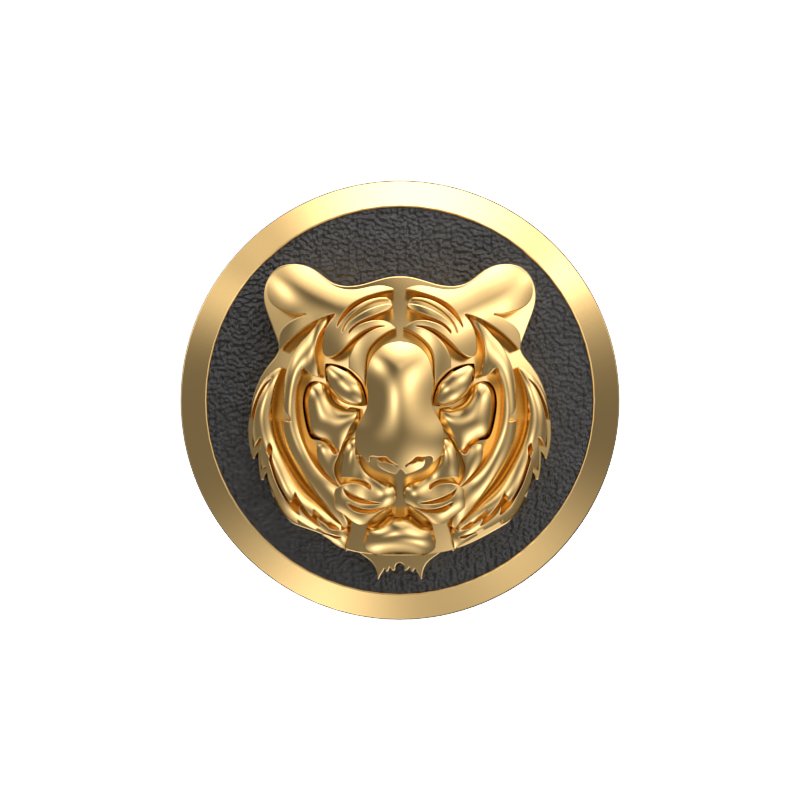 Tiger, Wild Cufflink Set with 18kt Gold & Black Ruthenium Plating on Brass.