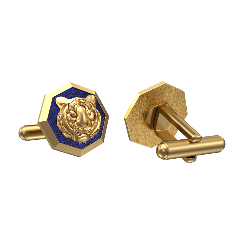 Tiger, Wild Cufflink Set with 18kt Gold & Black Ruthenium Plating on Brass.