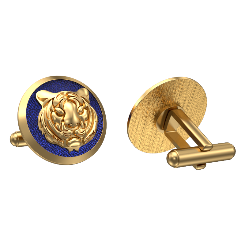 Tiger, Wild Cufflink Set with 18kt Gold & Black Ruthenium Plating on Brass.