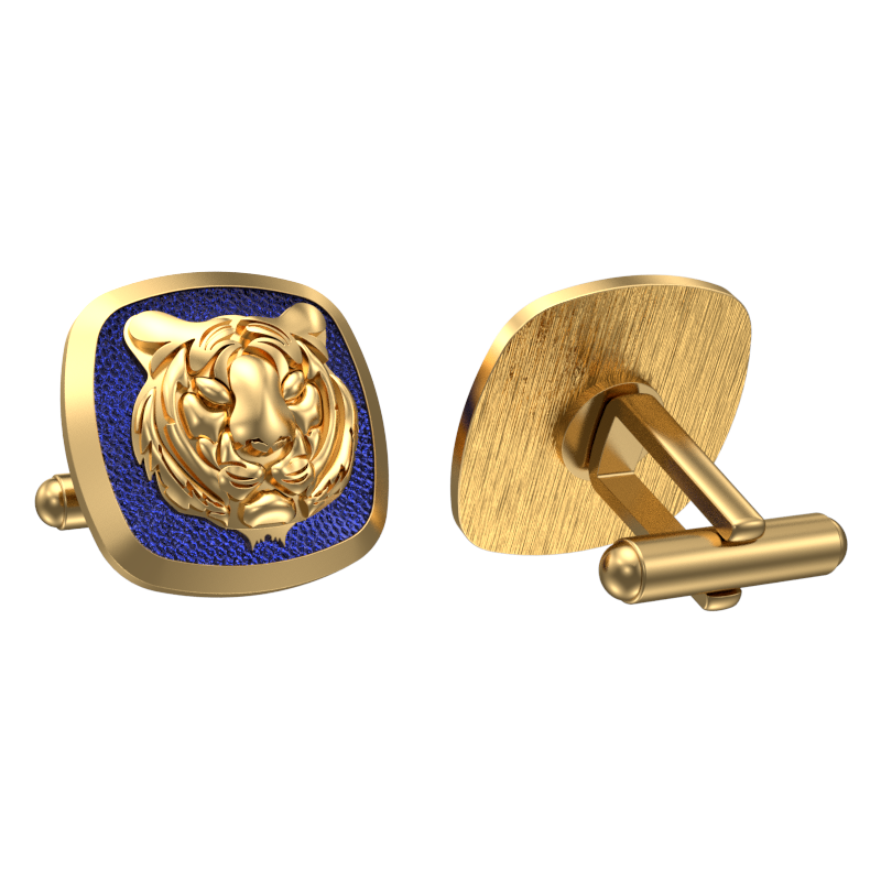 Tiger, Wild Cufflink Set with 18kt Gold & Black Ruthenium Plating on Brass.