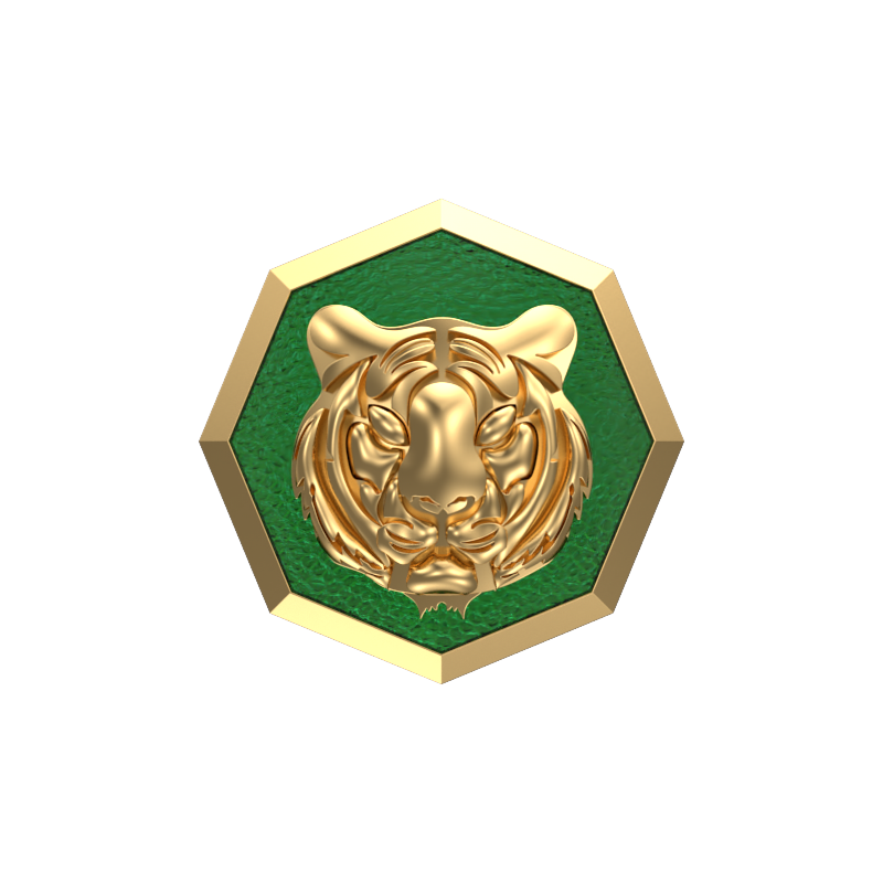 Tiger, Wild Cufflink Set with 18kt Gold & Black Ruthenium Plating on Brass.