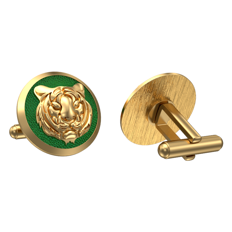 Tiger, Wild Cufflink Set with 18kt Gold & Black Ruthenium Plating on Brass.