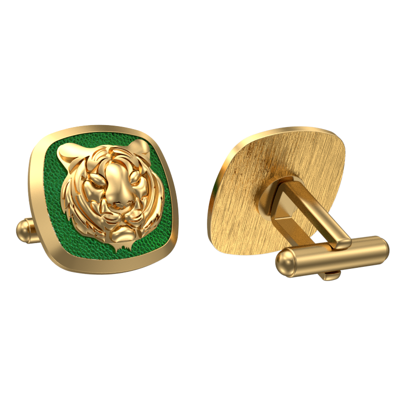 Tiger, Wild Cufflink Set with 18kt Gold & Black Ruthenium Plating on Brass.