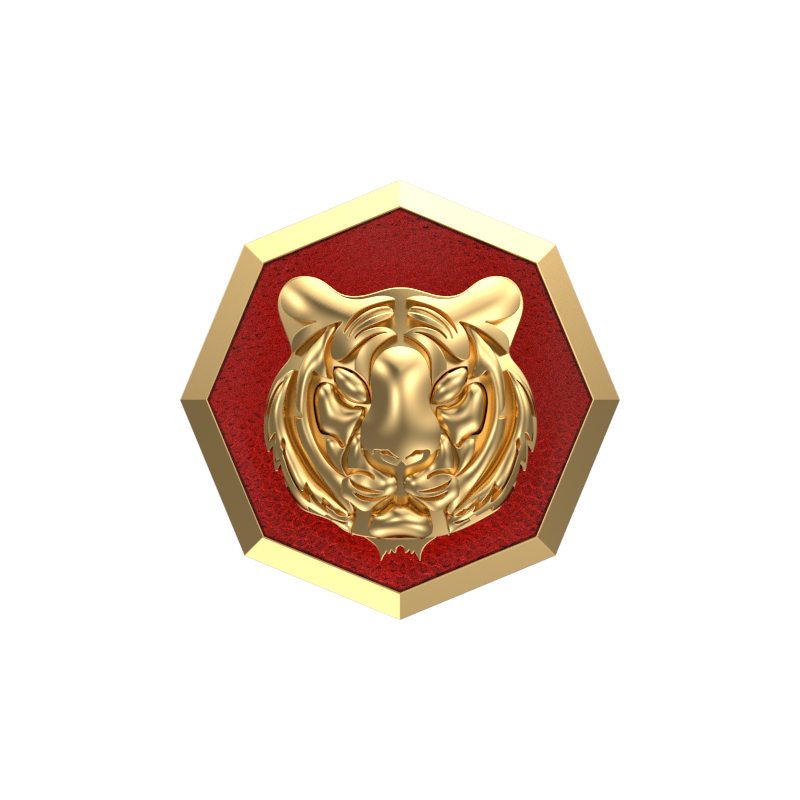 Tiger, Wild Cufflink Set with 18kt Gold & Black Ruthenium Plating on Brass.