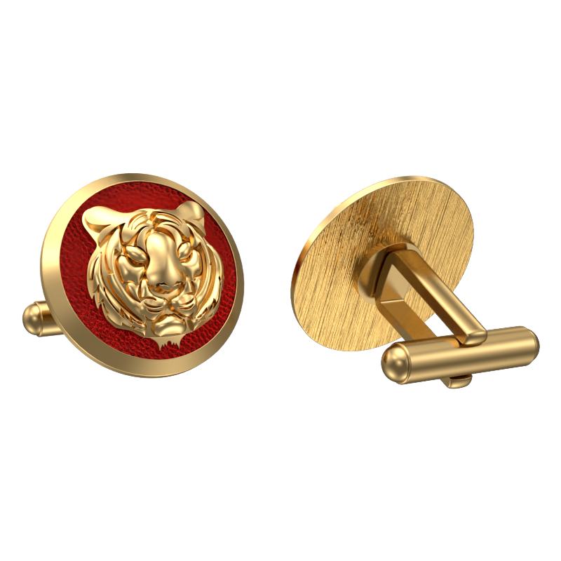 Tiger, Wild Cufflink Set with 18kt Gold & Black Ruthenium Plating on Brass.