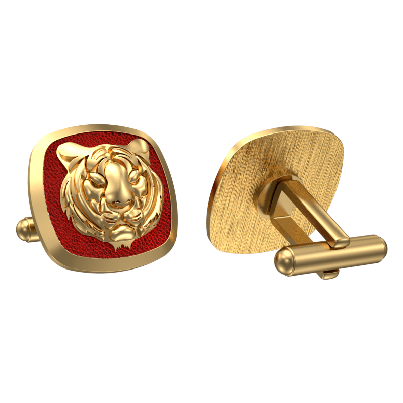 Tiger, Wild Cufflink Set with 18kt Gold & Black Ruthenium Plating on Brass.