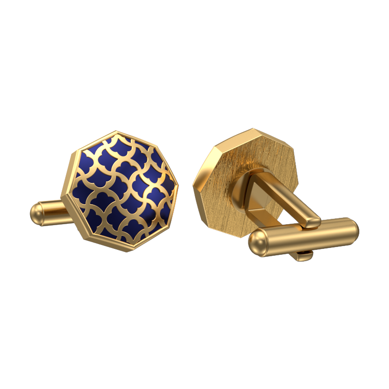 Enchanted, Classic Cufflink Set with 18kt Gold Plating and Enamel on Brass.