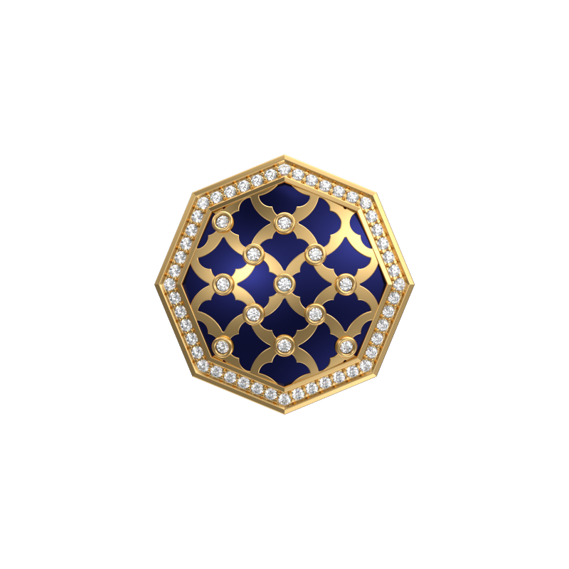 Enchanted Luxe, Classic Cufflink Set with CZ Diamonds, 18kt Gold Plating and Enamel on Brass.