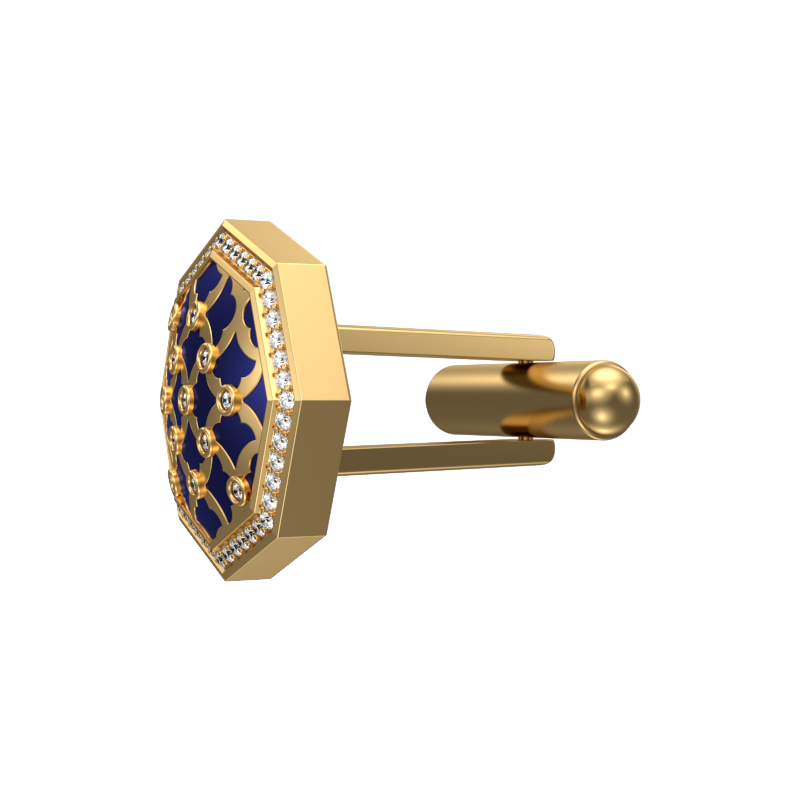 Enchanted Luxe, Classic Cufflink Set with CZ Diamonds, 18kt Gold Plating and Enamel on Brass.