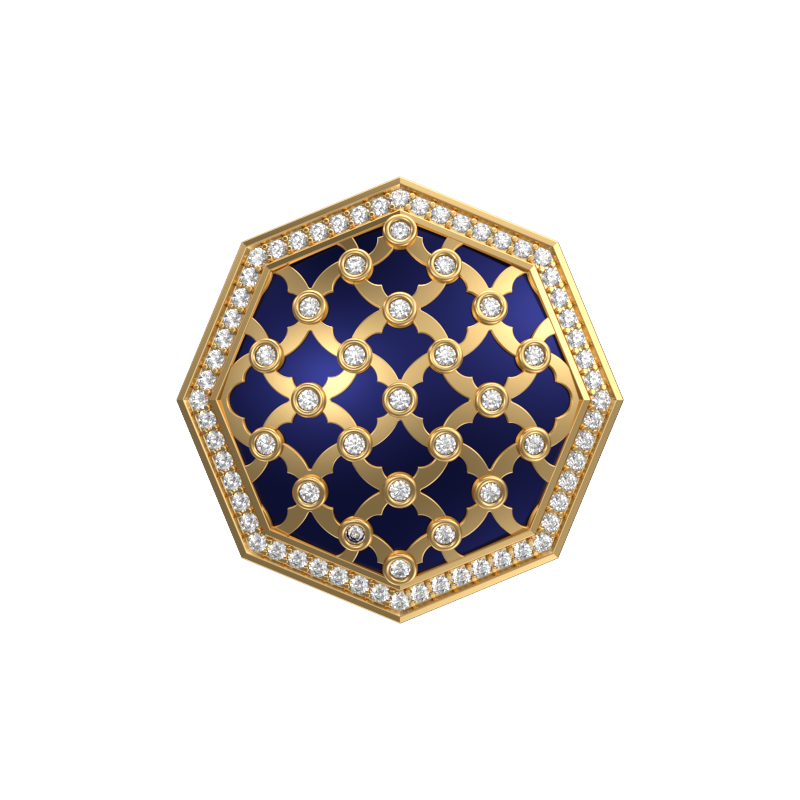 Enchanted Luxe, Classic Cufflink Set with CZ Diamonds, 18kt Gold Plating and Enamel on Brass.