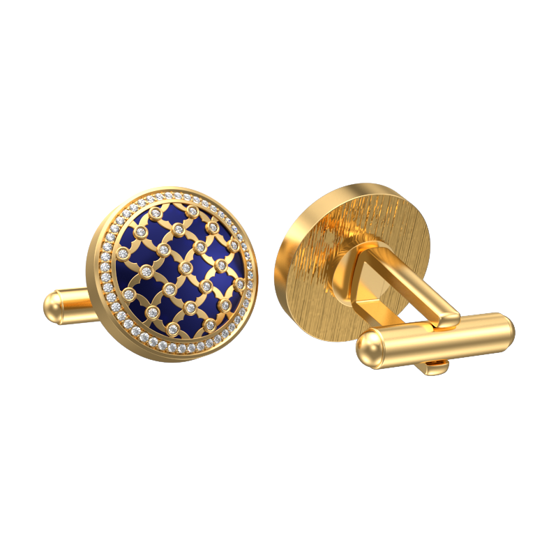 Enchanted Luxe, Classic Cufflink Set with CZ Diamonds, 18kt Gold Plating and Enamel on Brass.